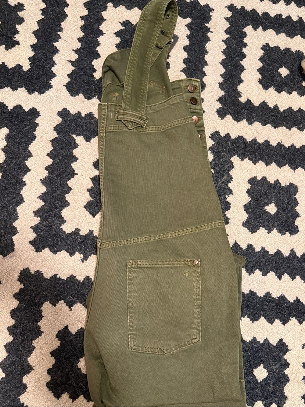 Anthropologie Pilcro Olive Green One-Shoulder Wide-Leg Denim Jumpsuit - Picture 5 of 11